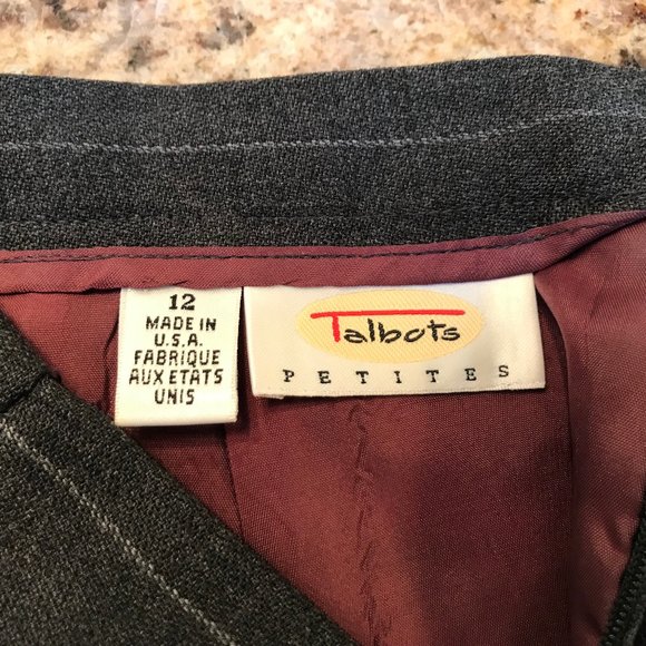 Talbots Grey Pinstripe Wool Skirt 12P - Picture 4 of 4